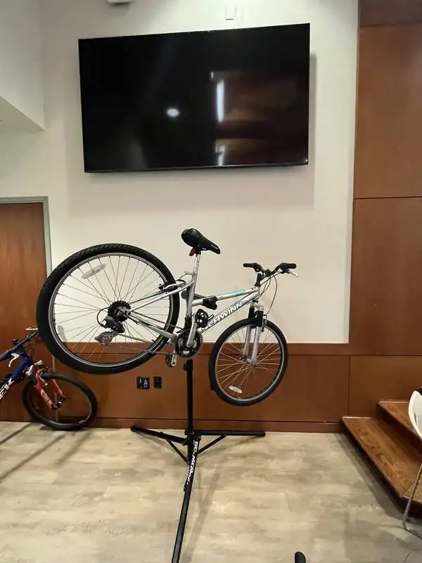 Bike on professional repair stand