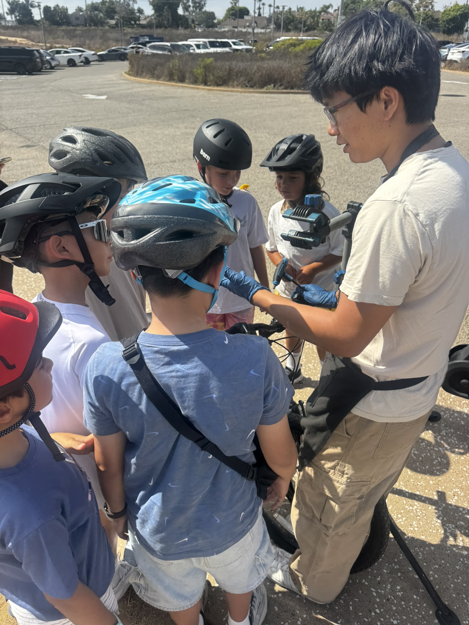 Walking a group of Scouts through a brake and handlebar check